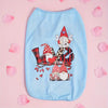 TM - PET PLUS LTD dog apparel XS Gnomes Love Heart Print Light Jersey Blue Pet Tee