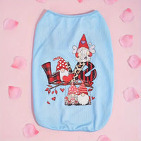 TM - PET PLUS LTD dog apparel XS Gnomes Love Heart Print Light Jersey Blue Pet Tee
