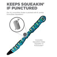 Outward Hound dog toys Invincibles Snake Durable Plush Blue Squeaky Dog Toy - Large