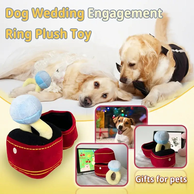 TM - SH Pet dog toys Luxury Inspired Fun Ring in Plush Red Ring Box Interactive Dog Toy