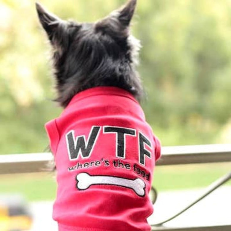 Parisian Pet® Tee's WTF Where's the Food Red Dog T-Shirt