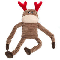 Holiday Crinkle Reindeer Christmas Plush Squeak Dog Toy - 2 Sizes