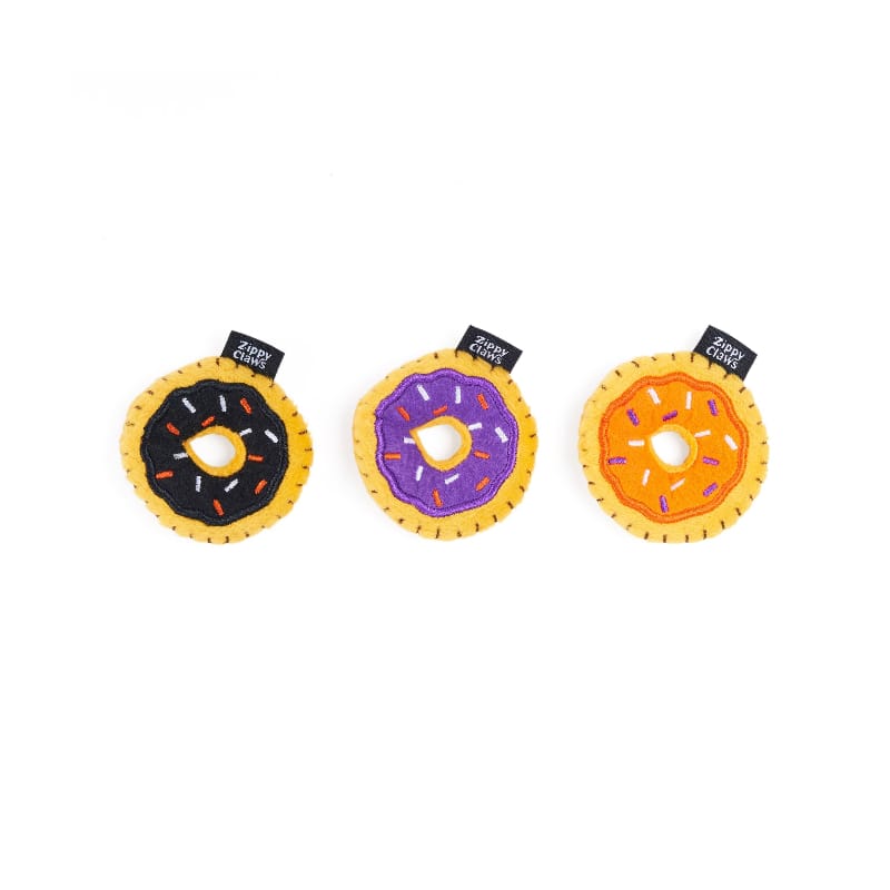 ZippyClaws Cat Toys Halloween Mini Donutz Interactive Cat Toy Set - 3 Pack