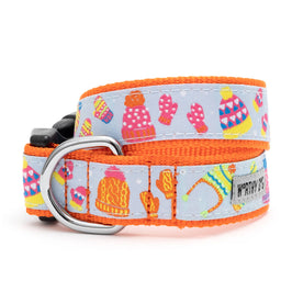 Brrr! Cold Winter Theme Orange / Lt Blue Colorful Dog Collar