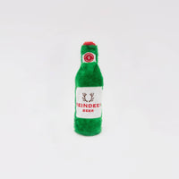 Holiday Happy Hour Crusherz Christmas Reindeer Beer Plush Squeaky Dog Toy