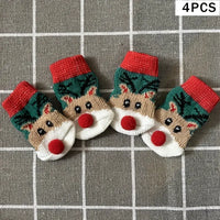 TMU - HDLZHIN Dog Apparel S Red Nose Reindeer Holiday Pet Socks - 4Pc