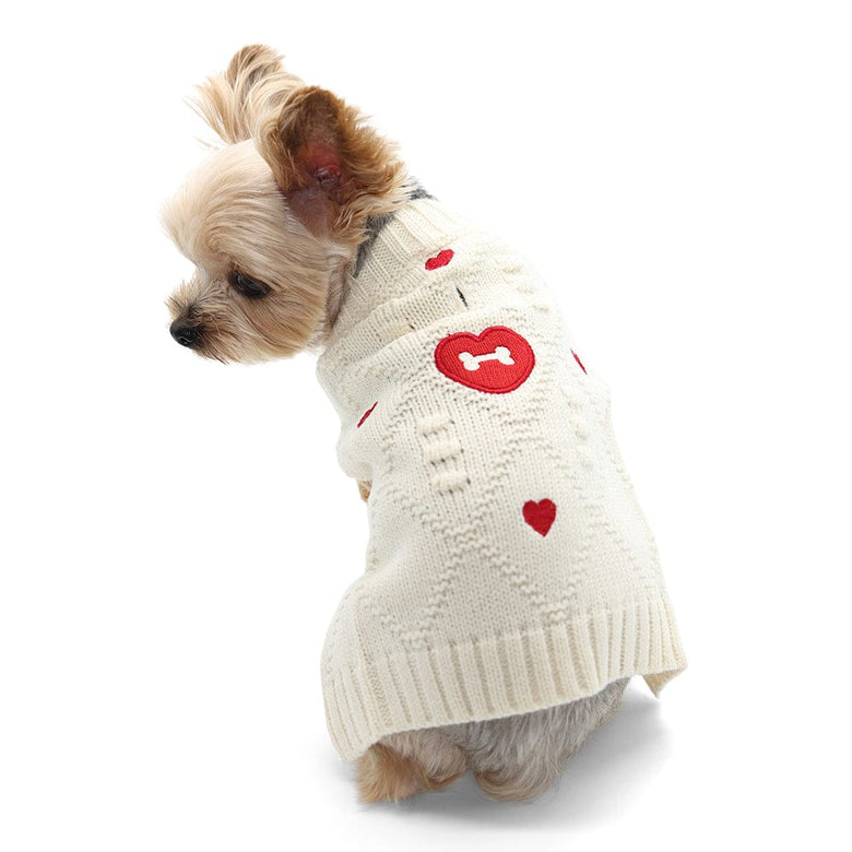 DogoPet.com Sweater Bone Heart Sweater
