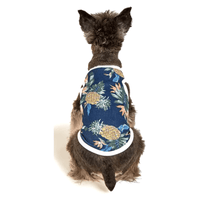 AE - PETCIRCLE dog apparel LG Light Hawaiian Pineapple Dark Blue Dog Tee - *Only Available in Size LG