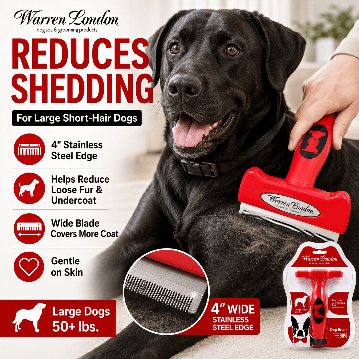 Warren London Leashes, Collars & Accessories Warren London Long Hair Deshedding Brush