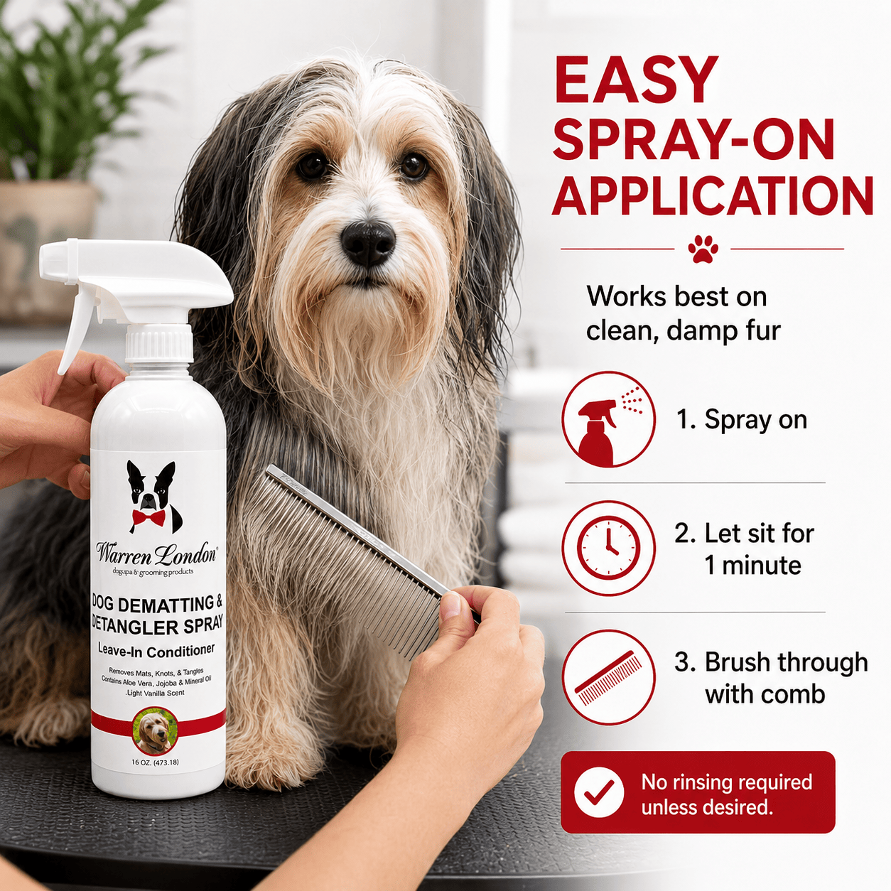 Warren London Spa Product Dog De-matting and Detangler Spray - Leave-In Conditioner