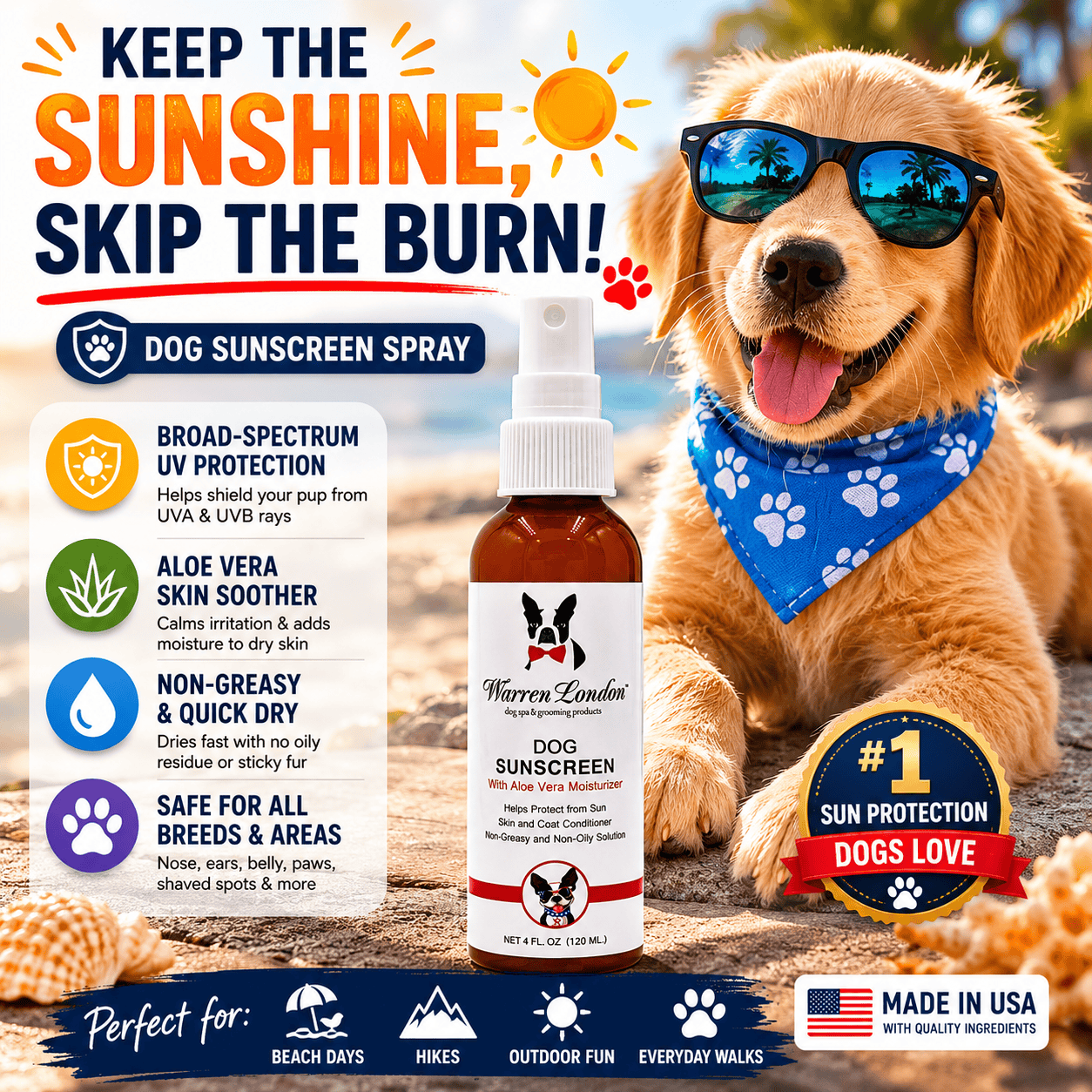 Warren London Spa Product Dog Sunscreen With Aloe Vera Moisturizer