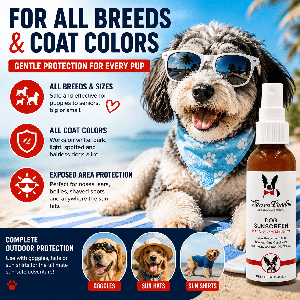 Warren London Spa Product Dog Sunscreen With Aloe Vera Moisturizer