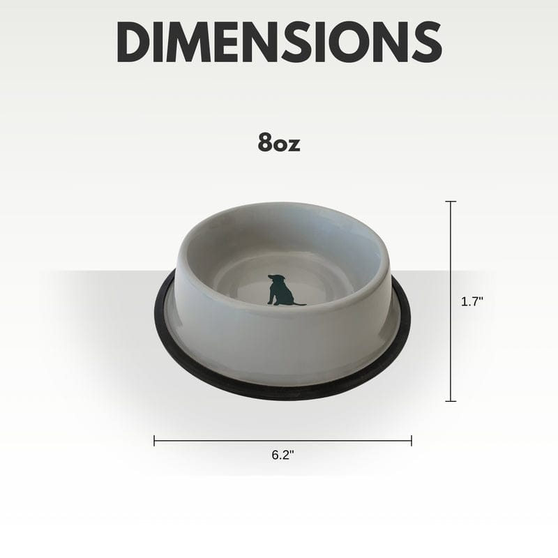 JoJo Modern Pets Bowls Non Skid Cool Gray Bowl with Teal Dog Design
