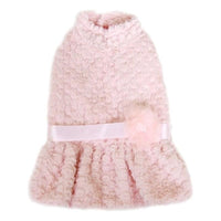 Parisian Pet Dog Apparel LG Pink Faux Fur with Flower Dog Dress - Only Available in Sizes LG and XL