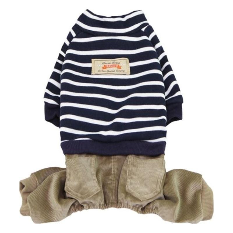 Parisian Pet® Dog Apparel Blue / SM Corduroy Striped Pet Jumper Suit