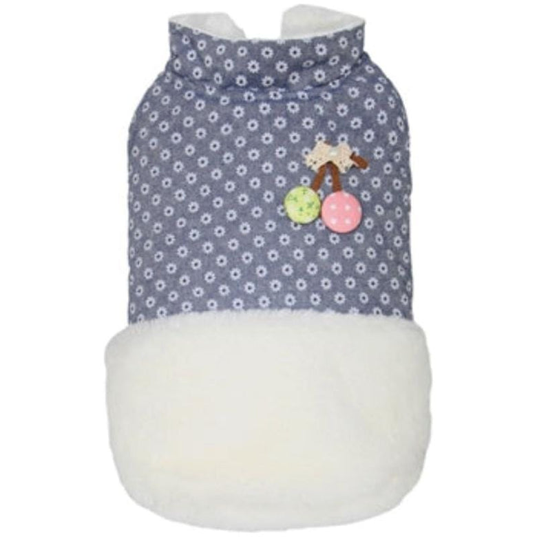 Parisian Pet® Jackets SM Spring Daisy Flowers Burlap Fleece Dog Coat