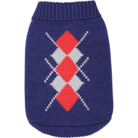 Parisian Pet® Dog Apparel Blue / SM Argyle Dog Sweater - Red or Blue