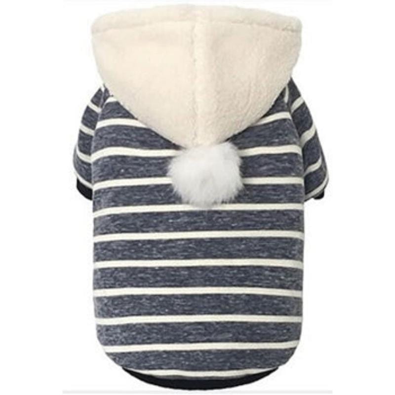 Parisian Pet Dog Apparel MD Striped Pom Pom Dog Hoodie