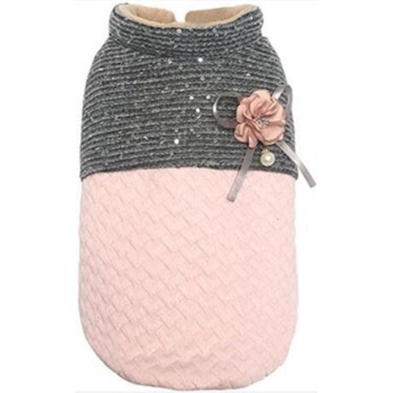 Parisian Pet® Jackets LG Scalloped Pink with Flower Adornment Dog Jacket