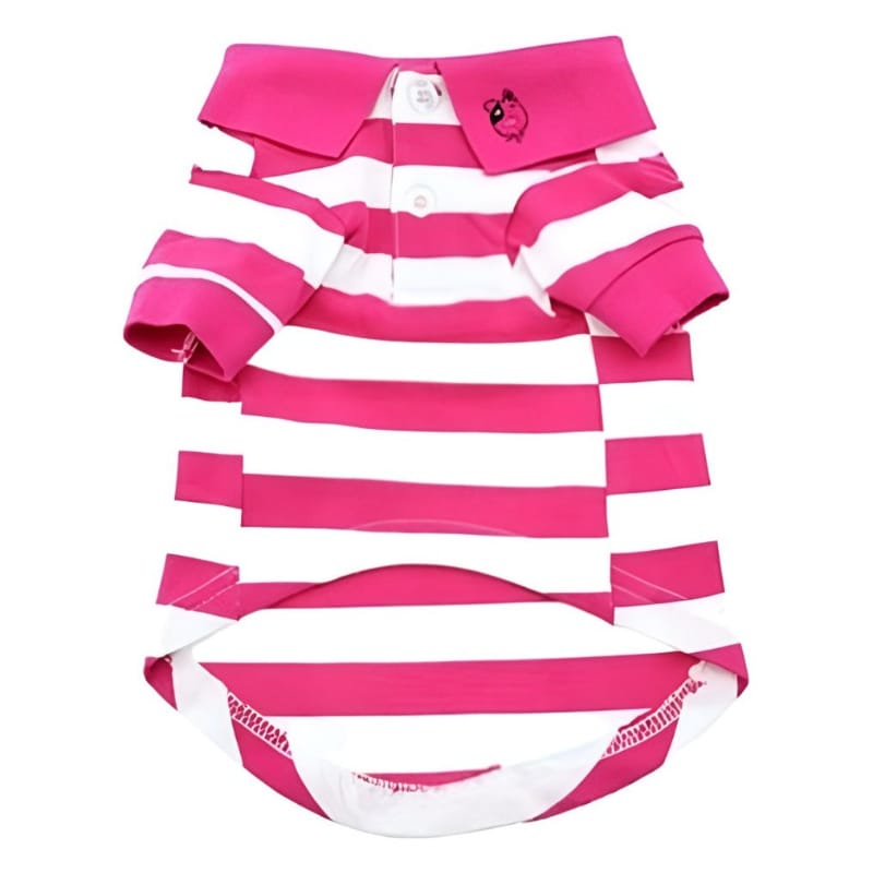 Doggie Design, Inc Collared Shirts Pink / XS Colored Striped 100% Cotton Dog Polo Shirts - 3 Colors