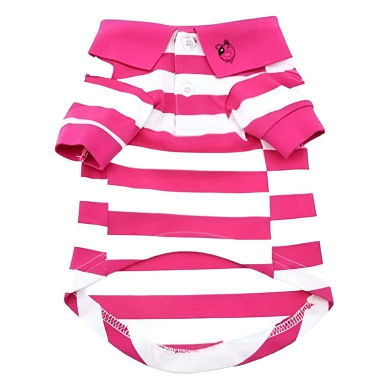 Doggie Design, Inc Collared Shirts Pink / XS Colored Striped 100% Cotton Dog Polo Shirts - 3 Colors