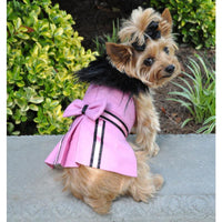 Doggie Design, Inc. Jackets-Coats Wool Blend Pink Faux Fur Collar Classic Dog Harness Coat with matching Leash