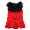 Doggie Design, Inc. Jackets-Coats XS Wool Blend Red Faux Fur Collar Classic Dog Harness Coat with matching Leash