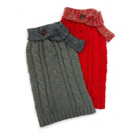 Dogo Pet Sweaters Urban Cable Scarf Dog Sweater - Red or Gray