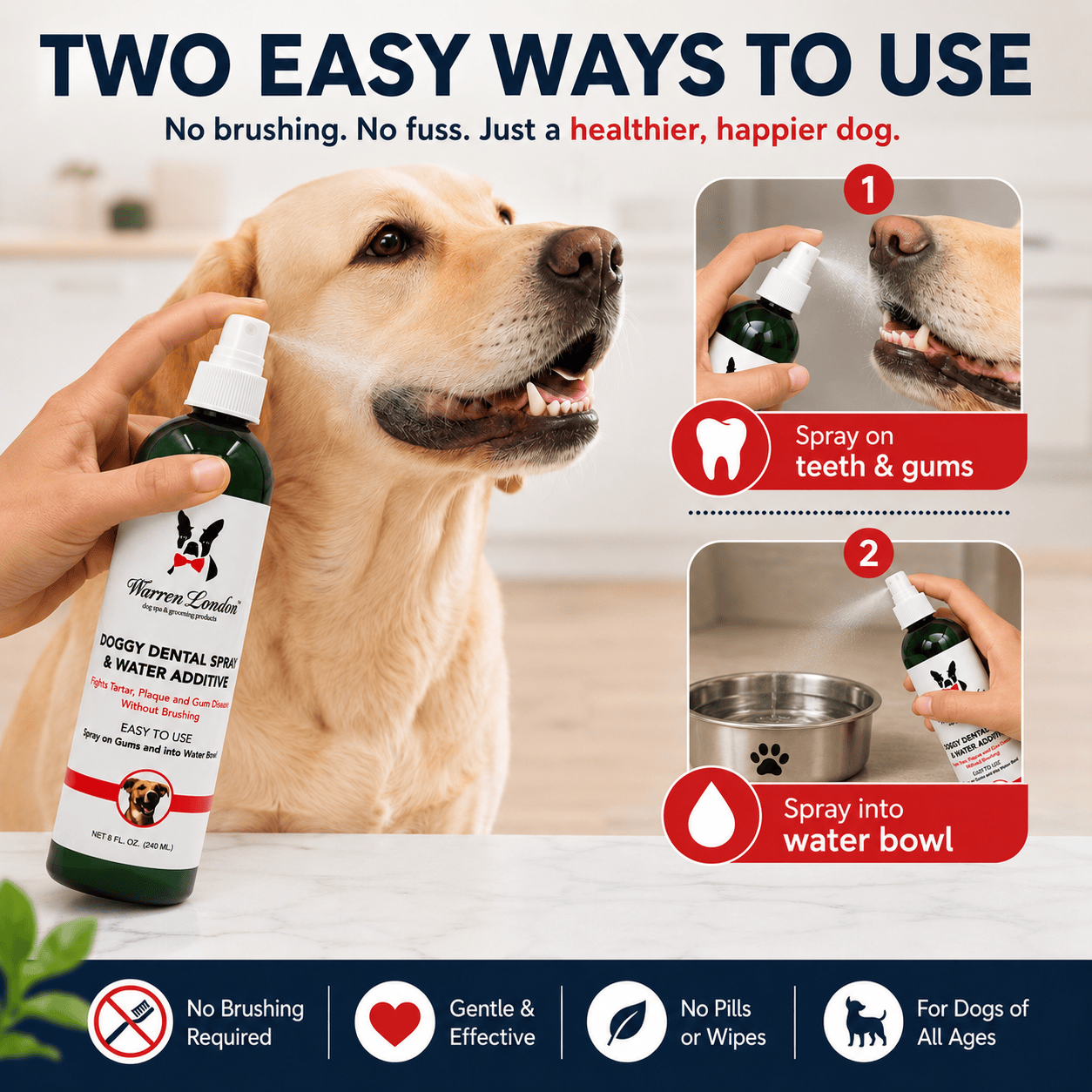 Warren London Spa Product Doggy Dental Spray & Water Additive