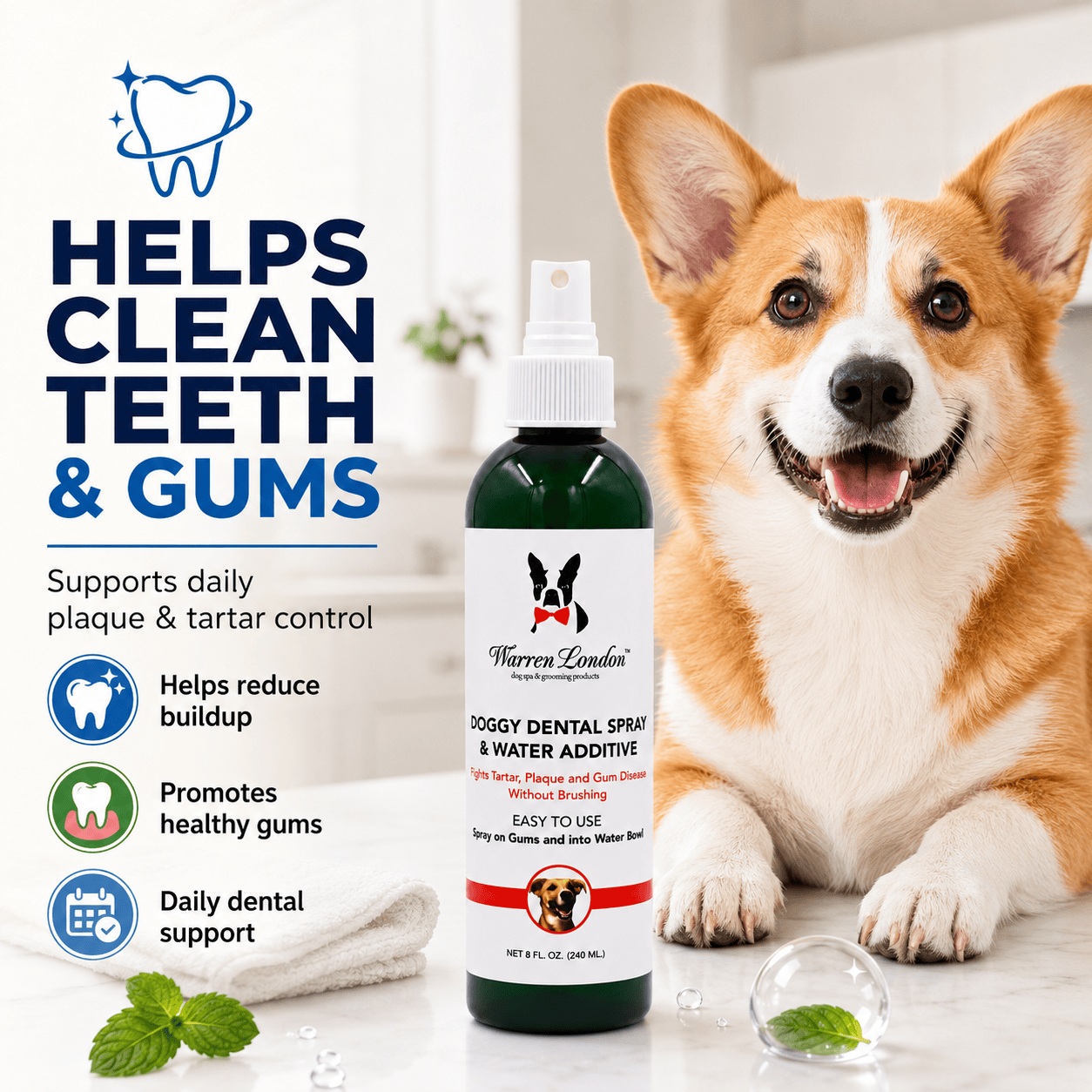 Warren London Spa Product Doggy Dental Spray & Water Additive