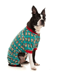 Christmas Disco Deers Green Holiday Dog Pajamas