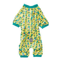 FuzzYard Dog Apparel Sz 4 Sk8ter Gator Plush Green & Yellow Dog Pajamas