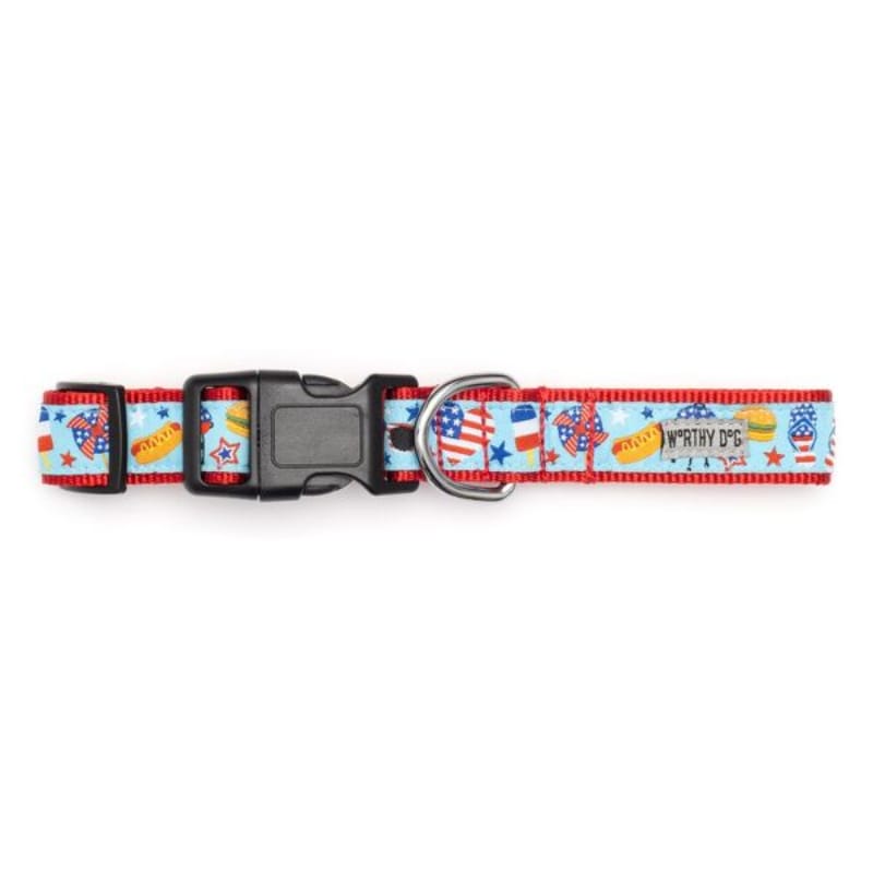 The Worthy Dog COLLARS Independence Day Patriotic Red White Blue Dog Collar