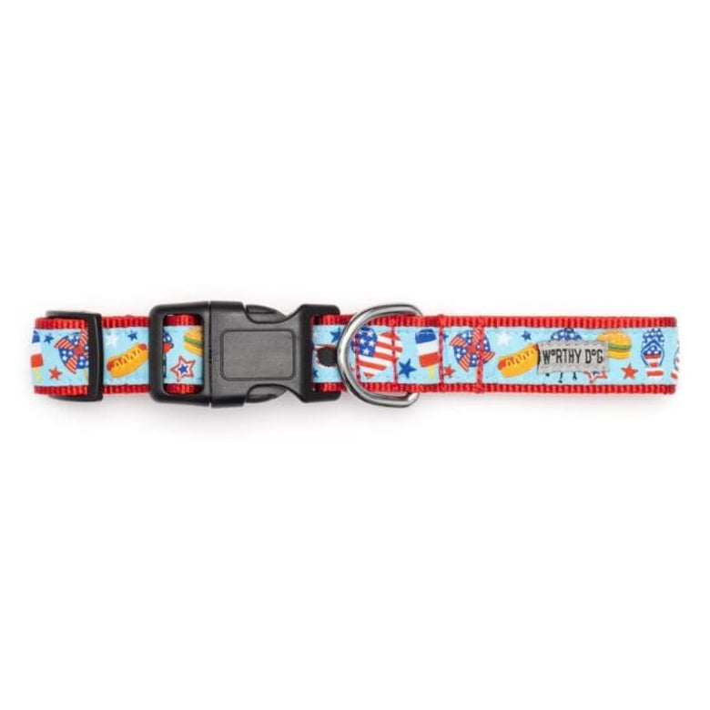 The Worthy Dog COLLARS Independence Day Patriotic Red White Blue Dog Collar