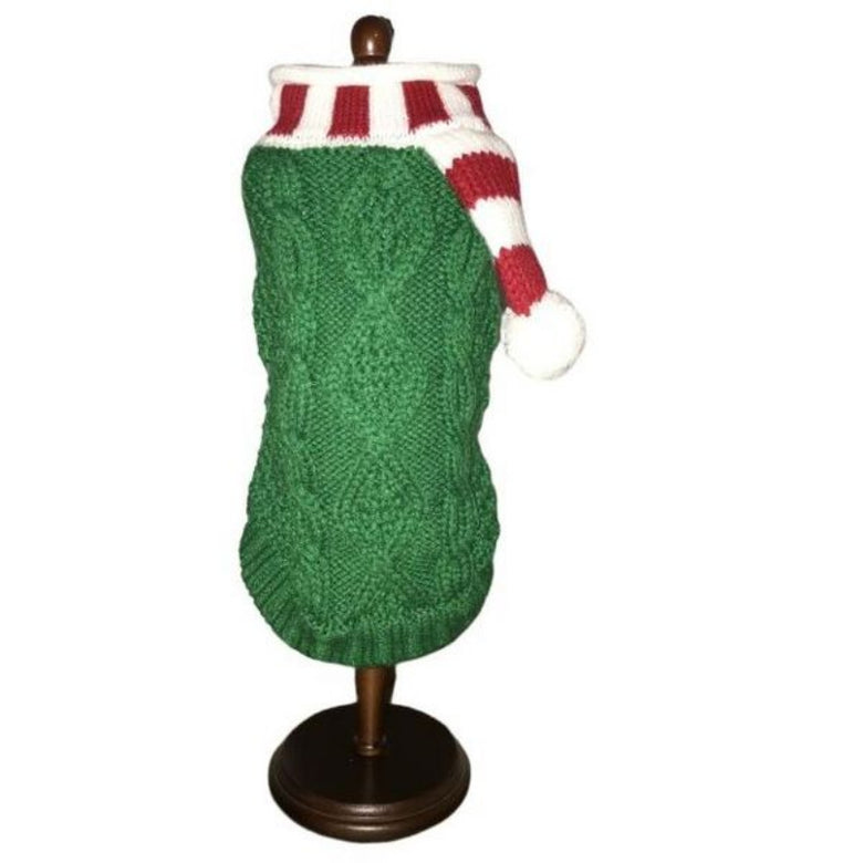 Christmas Holiday Candy Cane Striped Scarf Green Warm Dog Sweater
