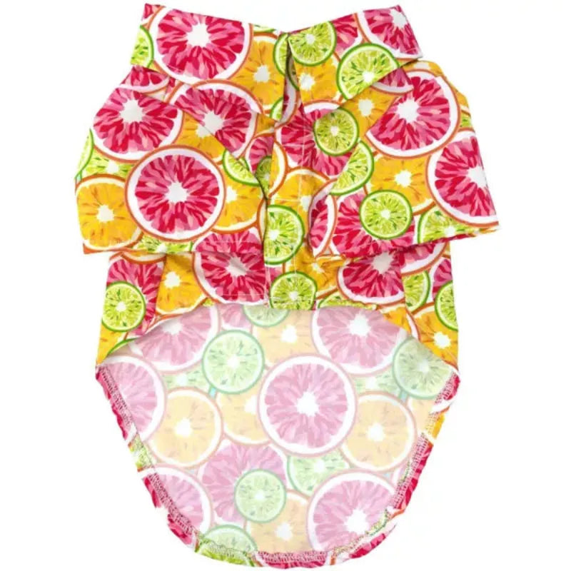 Doggie Design, Inc Collared Shirts Hawaiian Citrus Slices Colorful Camp Dog Shirt