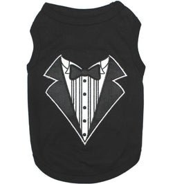Black Tuxedo Elegant Formal Embroidered Dog T-Shirt