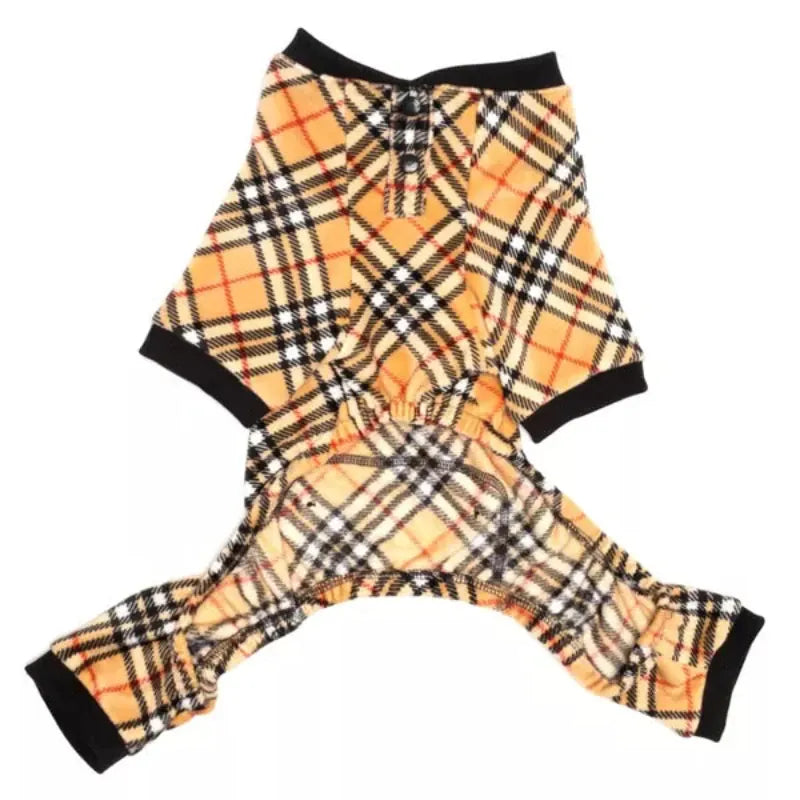 The Worthy Dog Pajamas Tan Plaid Fleece Dog Jammies