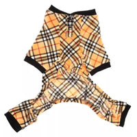 The Worthy Dog Pajamas Tan Plaid Fleece Dog Jammies