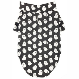 Halloween Season Ghosts Black & White Lightweight Collared Camp Dog Shirt