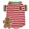 Barker's Bowtique Tee's Gingerbread Cookie Red/ Green Striped Christmas Holiday Dog Tee