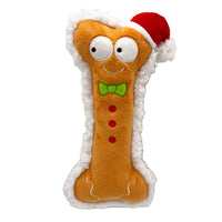Gingerbread Bone Christmas Holiday Plush Squeak Dog Toy
