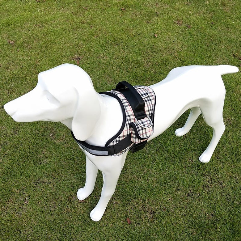 AE-SENYEPETS Harnesses Tan Plaid Chest Harness with Side Pocket