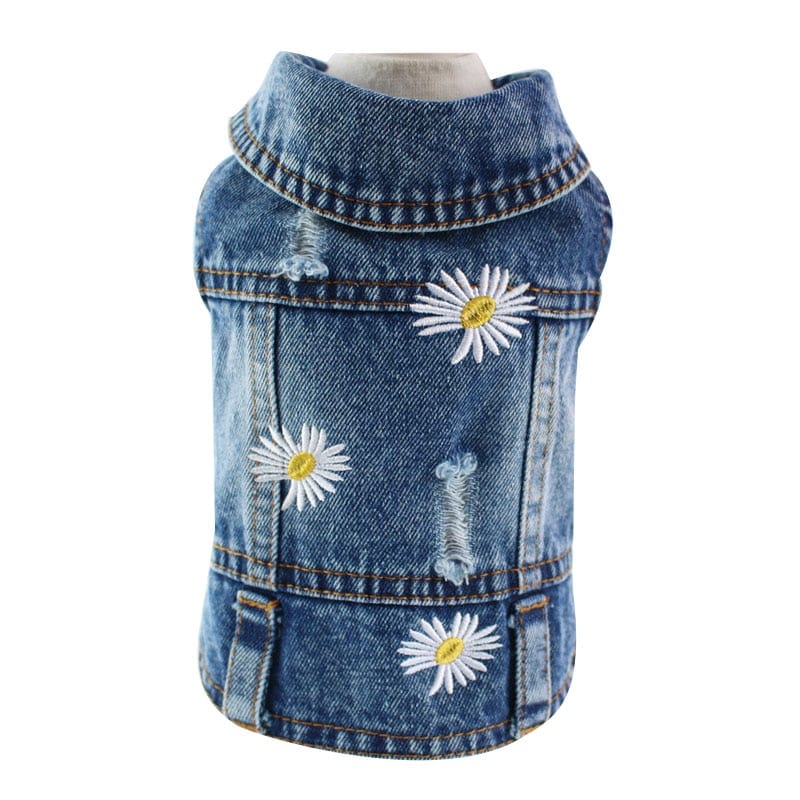 AE-POS Jackets XS Spring Distressed Denim Daisies Dog Vest