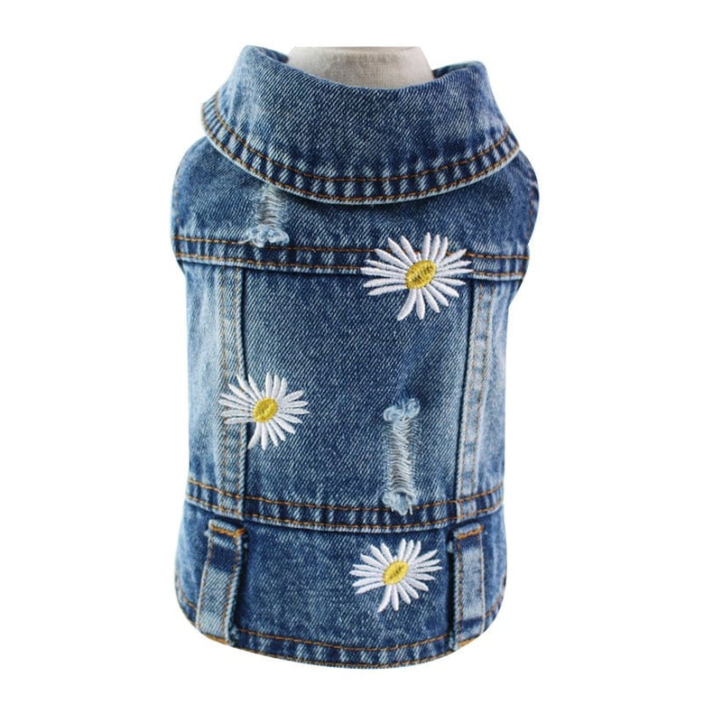 AE-POS Jackets XS Spring Distressed Denim Daisies Dog Vest