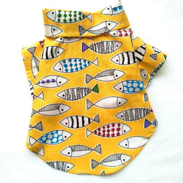 AE-HJKL Collared Shirts XS Fish Print Pattern Pet Shirt Yellow