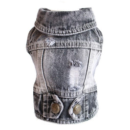 AE-AES Jackets XS Black Distressed Denim Pet Vest