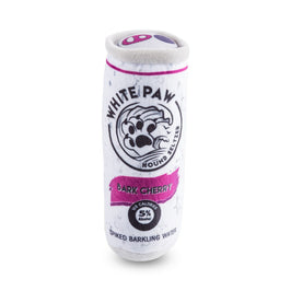 White Paw Bark Cherry Plush Squeaky Dog Toy