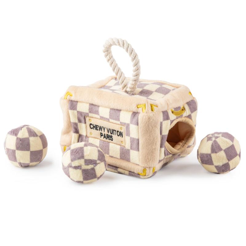 Haute Diggity Dog dog toys Checker Chewy Trunk Activity House Dog Toy