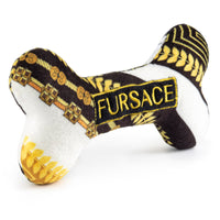 Fursace Bone Black & Gold Plush Squeaky Dog Toy